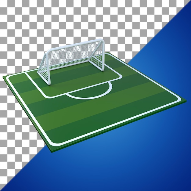 PSD campo de fútbol con poste de portería icono 3d