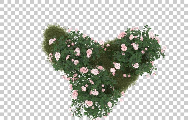 Campo de hierba con flores sobre fondo transparente. Representación 3d - ilustración