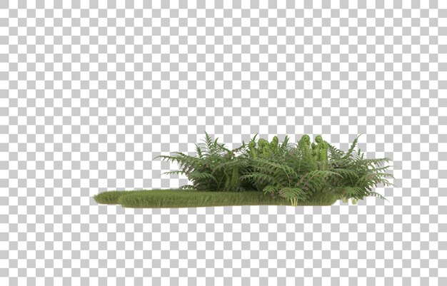 Campo de hierba sobre fondo transparente. Representación 3d - ilustración