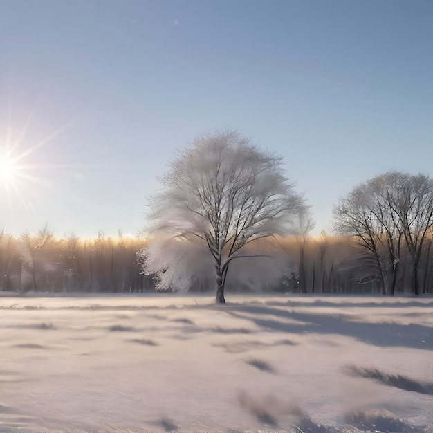 PSD campo siberiano cubierto de nieve congelado