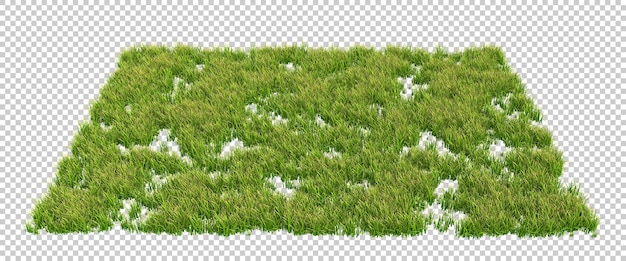 PSD campo verde de hierba con flores sobre fondo transparente ilustración de renderizado 3d