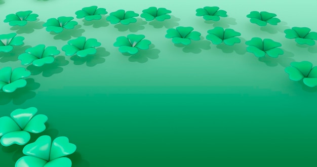 un campo verde de tréboles con un fondo verde