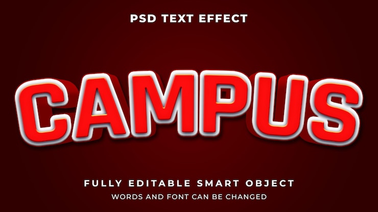 PSD campus baseball editable text effect