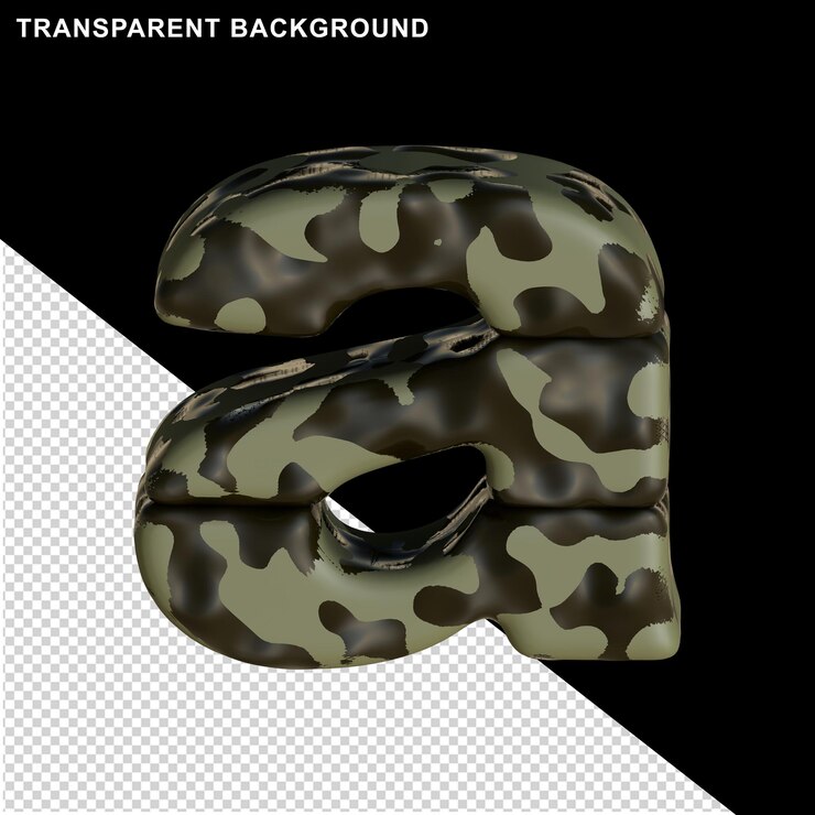 PSD camuflagem marrom. 3d letra a
