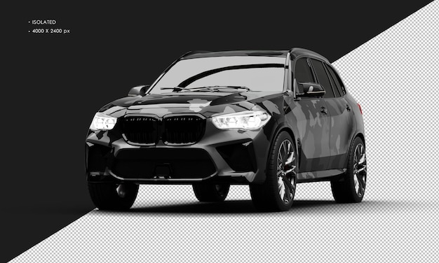 Camuflaje negro metálico realista aislado lujo moderno SUV de la ciudad ángulo delantero izquierdo