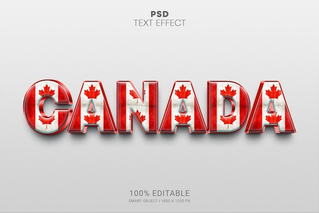 Canada PSD modificabile effetto testo 3D Design