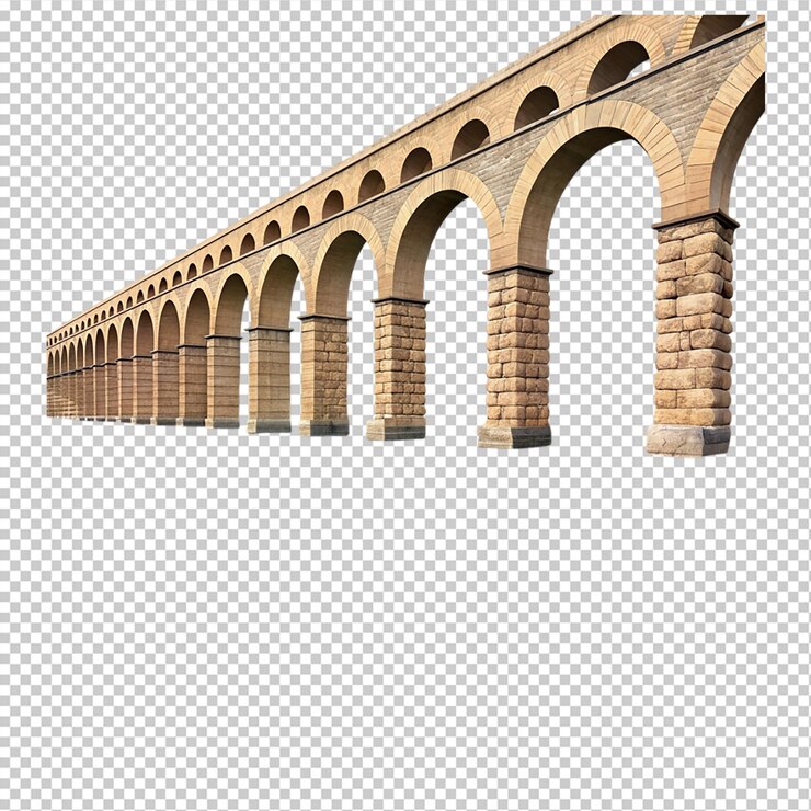 PSD canal de ponte fluvial de aqueduto em fundo transparente