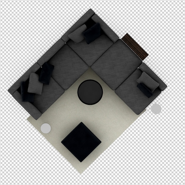 Canapé isométrique rendu 3D