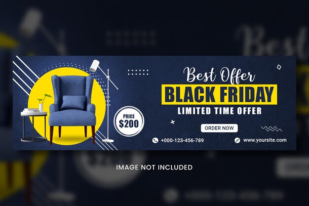 PSD canapé de meubles black friday big sale bannière de médias sociaux