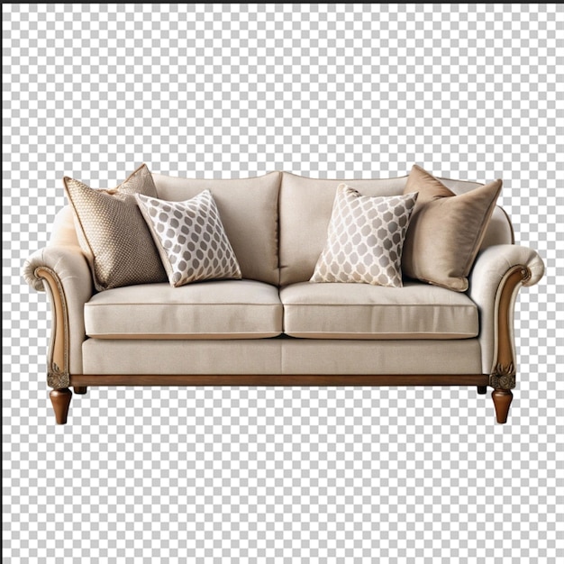 Canapé textile moderne sur fond blanc isolé Meubles pour un design minimaliste d'intérieur moderne
