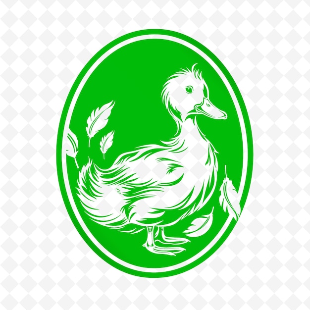PSD un canard sur un cercle vert avec un fond vert