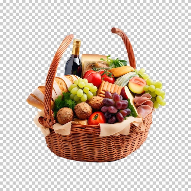 PSD la canasta de mercado incluye frutas y verduras en forma de cuentas aisladas sobre un fondo transparente