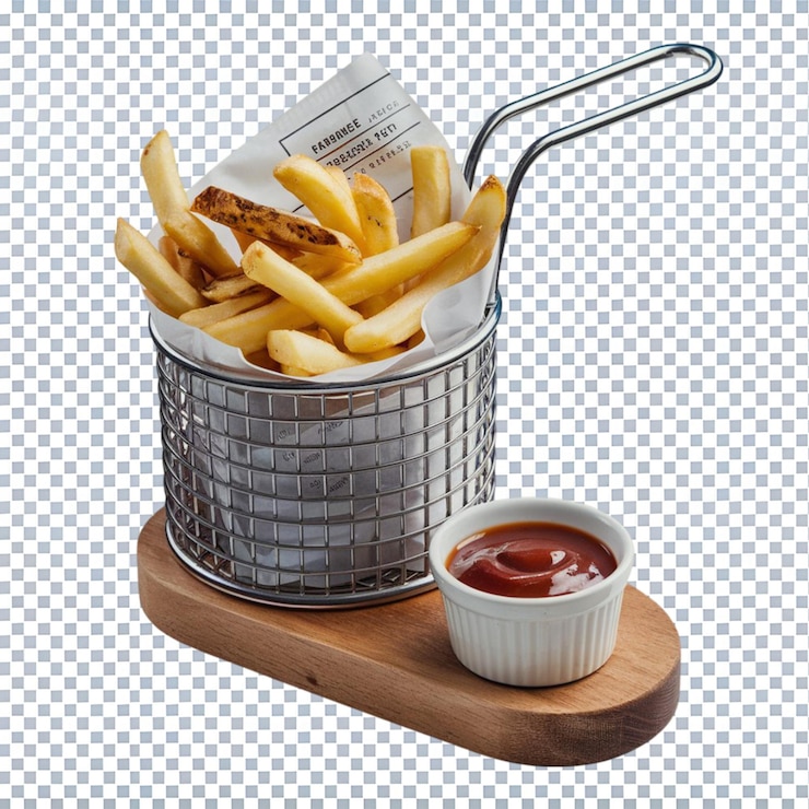 PSD una canasta de papas fritas con ketchup
