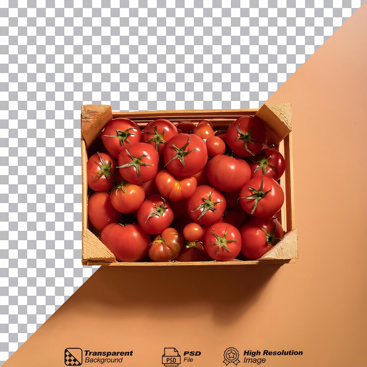 PSD una canasta de tomates rojos aislados