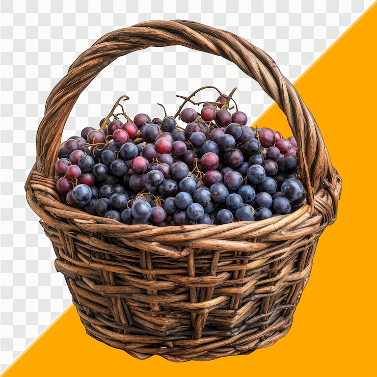 PSD una canasta de uvas maduras