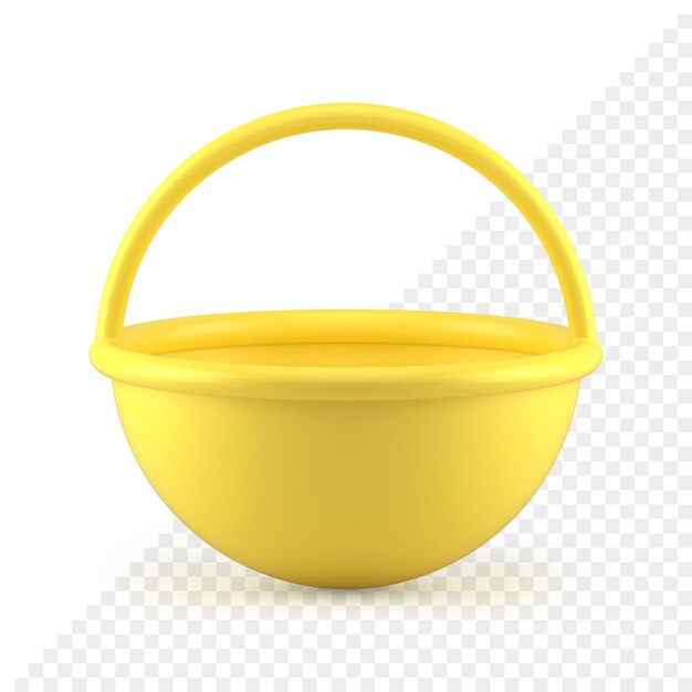 Canasta vacía amarilla de pascua para huevos de gallina llenos icono 3d de vacaciones religiosas culturales