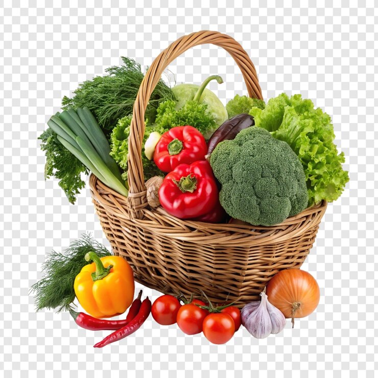 PSD una canasta de verduras, incluidas verduras y frutas y verduras