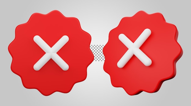 Cancel decline sign on transparent background 3D Render