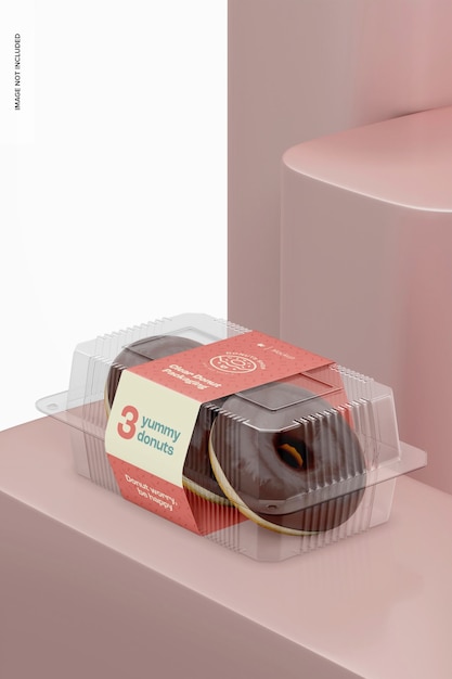 Cancella il mockup dell'imballaggio della ciambella Vista destra