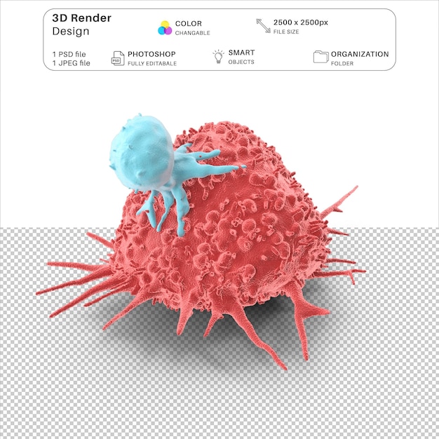 PSD cáncer con células t modelado en 3d archivo psd
