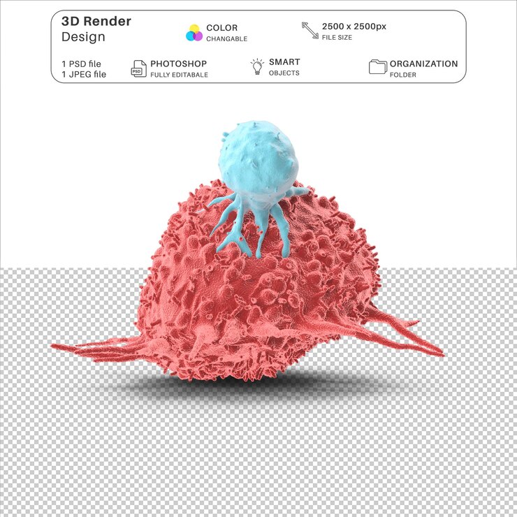PSD cáncer con células t modelado en 3d archivo psd