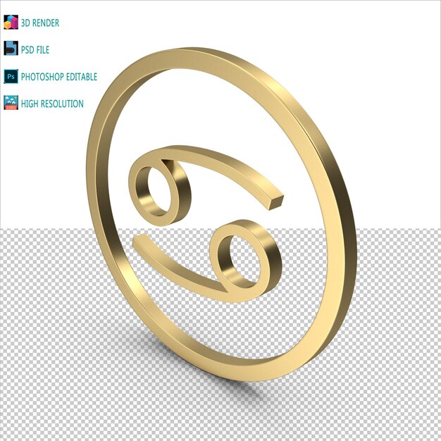 Câncer Icon 3D Render PSD