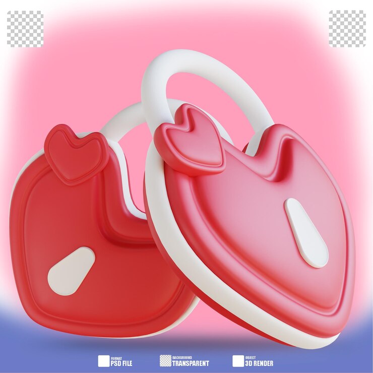PSD candado de amor de ilustración 3d 3