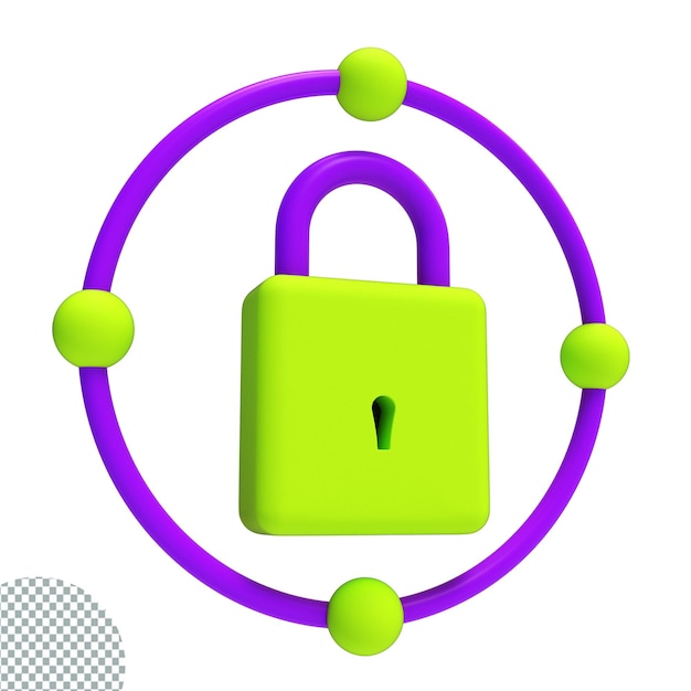 Candado cerrado 3d render ilustración icono aislado para la seguridad de datos de Internet de red
