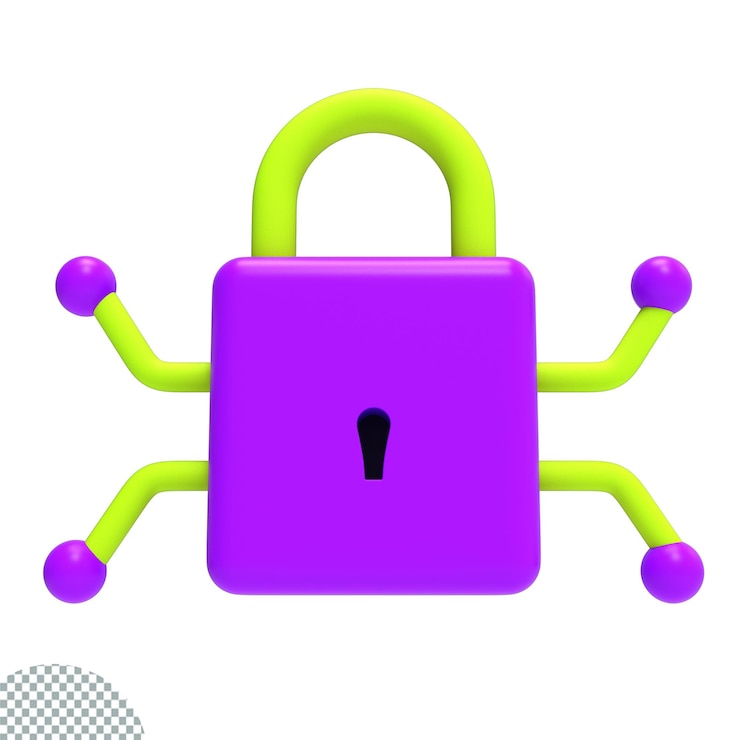 PSD candado cerrado 3d render ilustración icono aislado para la seguridad de datos de internet de red