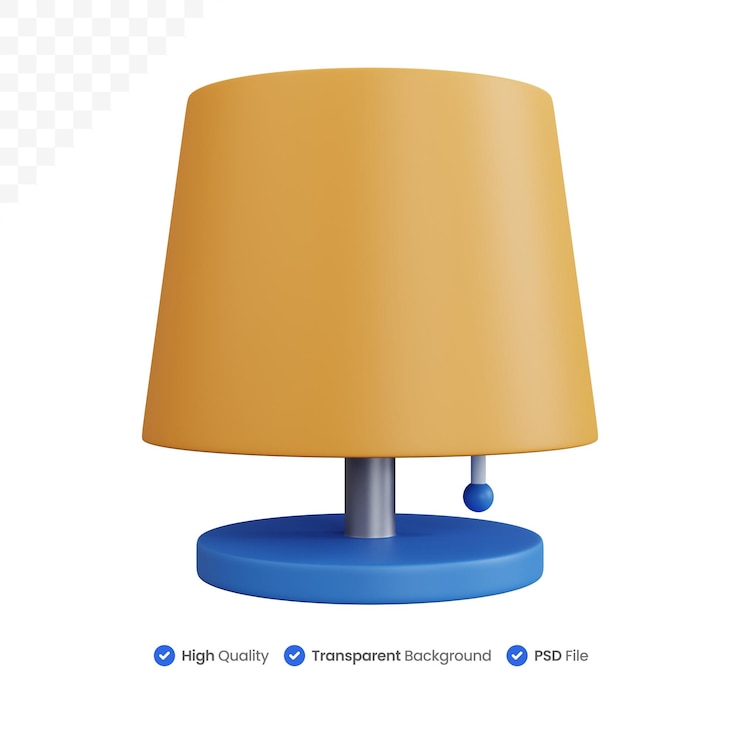 PSD candeeiro de mesa amarelo de renderização 3d isolado