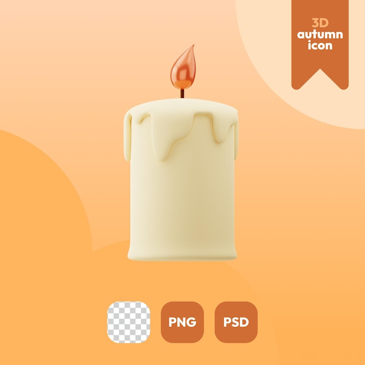 PSD candela icona autunnale 3d