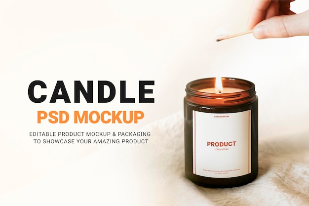 Candela profumata psd mockup stile minimal