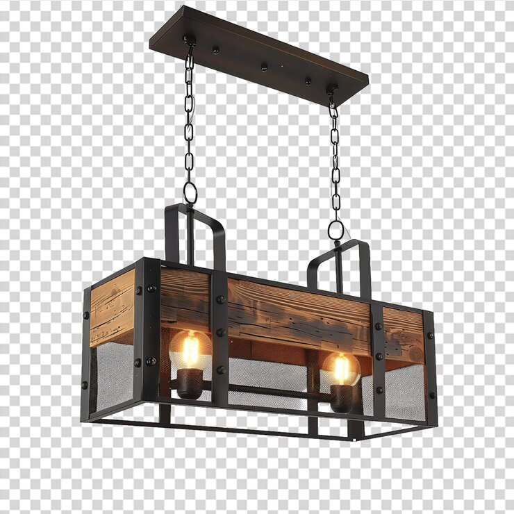 PSD candelabro aislado sobre un fondo transparente rectangular y de madera
