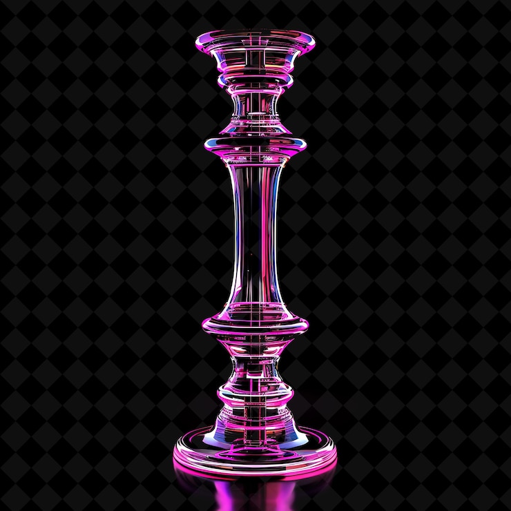 PSD candelabro con un diseño alto y delgado hecho con un objeto de neón claro sobre un fondo oscuro