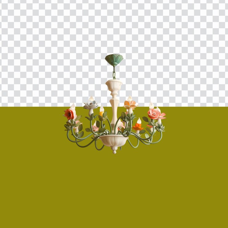 PSD candelabro floral adornado con elegantes lámparas
