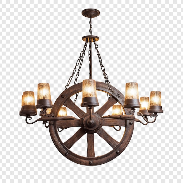 Candelabro de rueda de vagón rústico Un accesorio de iluminación único
