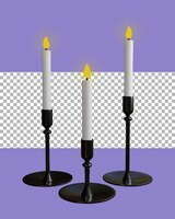 PSD los candelabros de representación 3d tienen velas blancas transparentes.