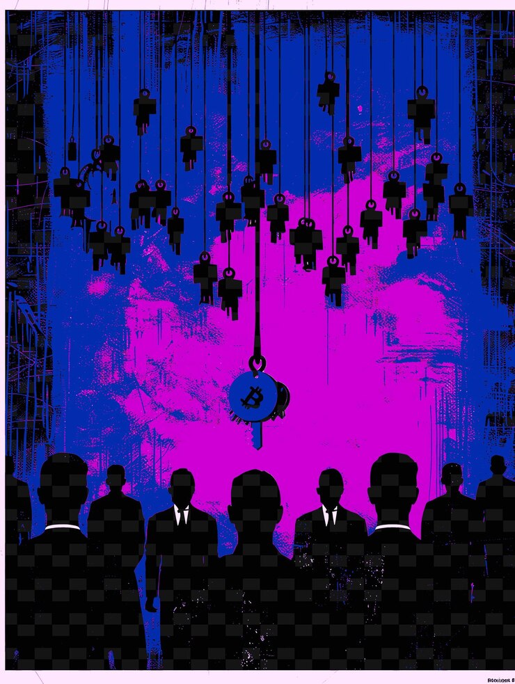 PSD candidates at a campaign stop with a red cryptocurrency them flat illustration idea designs