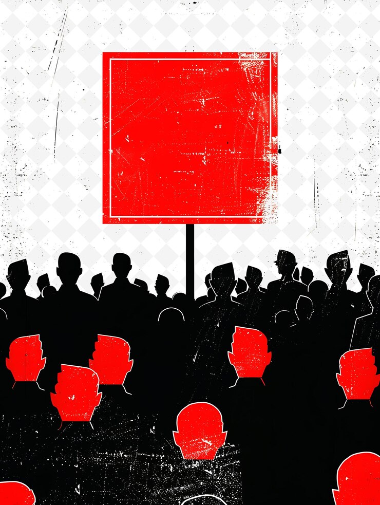 PSD candidati ad un evento elettorale con cartello elettorale rosso paisle png sfondo illustrato piatto