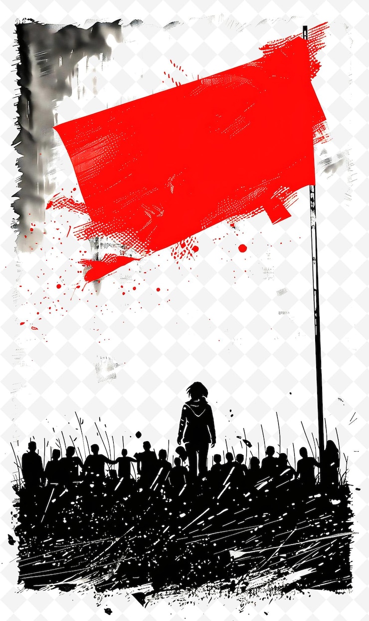 PSD candidato che partecipa a un evento culturale con red campaign banne png flat illustration background