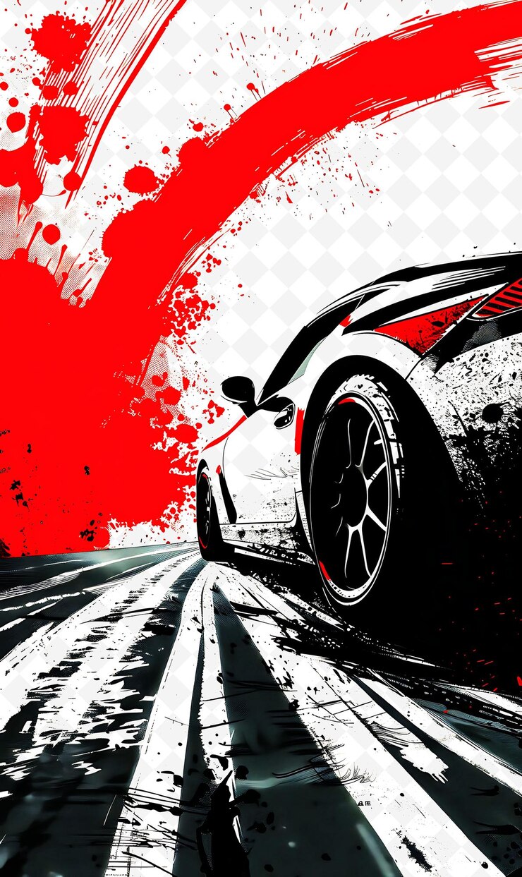 PSD candidato che partecipa a una fiera automobilistica con banner rosso per la campagna pneumonia png sfondo illustrato piatto