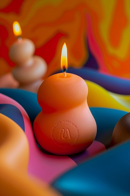 PSD candle logo effect  mockup