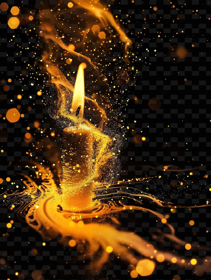 PSD candlelight flicker with waxen glow warm yellow inducing int png neon light effect design