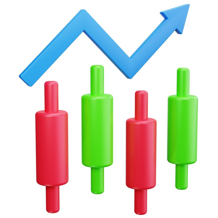 PSD candlestick chart with upward arrow