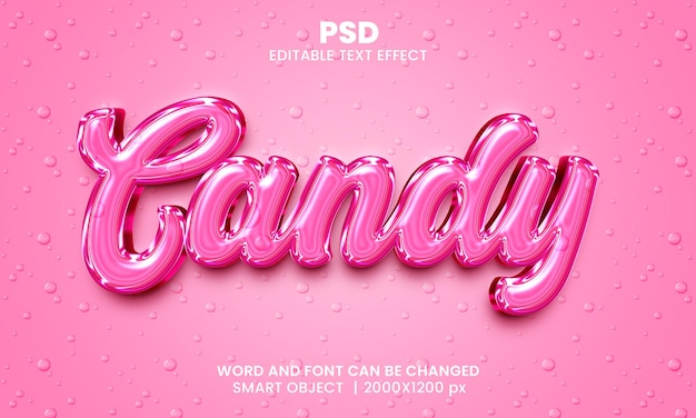Candy 3d bearbeitbarer photoshop-texteffektstil mit hintergrund