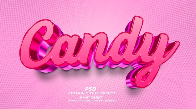 Candy 3d editable photoshop text effect style with background