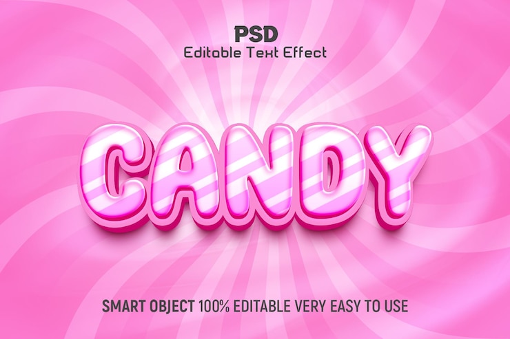 PSD candy 3d editable psd text effect style