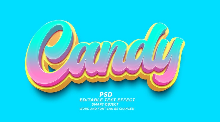 PSD candy 3d editable text effect photoshop psd template