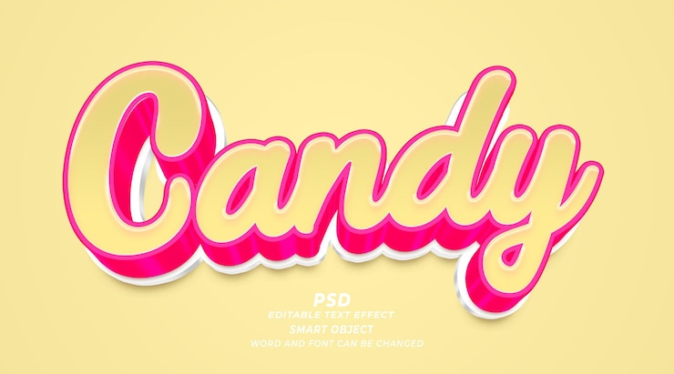 PSD candy 3d editable text effect photoshop template