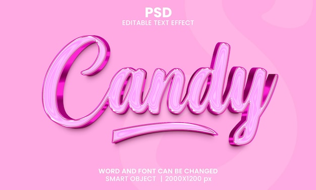 Candy 3d editable text effect Premium Psd with background